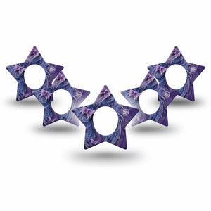 ExpressionMed Purple Butterfly Dexcom G7 Star Shape Tape, Dexcom Stelo Glucose Biosensor System, 5-Pack Tape Mystic Butterfly, Adhesive Tape CGM Design