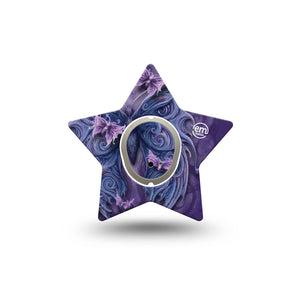 ExpressionMed Purple Butterfly Dexcom G7 Star Shape Tape, Dexcom Stelo Glucose Biosensor System, Single Tape and Single Sticker Purple Beauty, Adhesive Tape CGM Design
