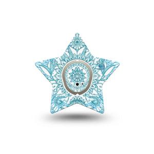 ExpressionMed Aqua Floral Dexcom G7 Star Shape Tape, Dexcom Stelo Glucose Biosensor System, Single Tape Aqua Blooms Adhesive Tape CGM Design