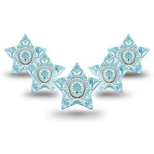 ExpressionMed Aqua Floral Dexcom G7 Star Shape Tape, Dexcom Stelo Glucose Biosensor System, 5-Pack Tape Watercolor Florals Adhesive Tape CGM Design