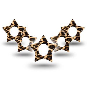 ExpressionMed Leopard Print Star Dexcom G7 Tape, 5-Pack, Black Animal Spots Themed, Overlay Patch Design