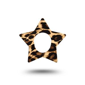 ExpressionMed Leopard Print Star Dexcom G7 Tape, Single, Black And Yellow Fur Themed, CGM Plaster Patch Design