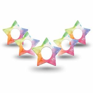 ExpressionMed Rainbow Clouds Star Dexcom G7 Tape, 5-Pack, Rainbow Star Themed, CGM Plaster Patch Design, Dexcom Stelo Glucose Biosensor System