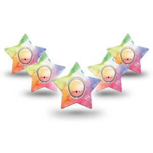 ExpressionMed Rainbow Clouds Star Dexcom G7 Tape, 5-Pack Tapes and Sticers, Rainbow Star Themed, CGM Plaster Patch Design, Dexcom Stelo Glucose Biosensor System