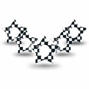ExpressionMed Checkered Dexcom G7 Star Shape Tape 5-Pack Tape Black Checkered, Adhesive Patch Continuous Glucose Monitor Design