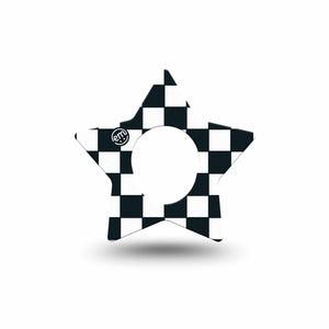 ExpressionMed Checkered Dexcom G7 Star Shape Tape Single Tape Classic Checkered, Adhesive Patch Continuous Glucose Monitor Design