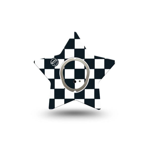 ExpressionMed Checkered Dexcom G7 Star Shape Tape Single Tape and Single Sticker Vintage Checker, Adhesive Patch Continuous Glucose Monitor Design