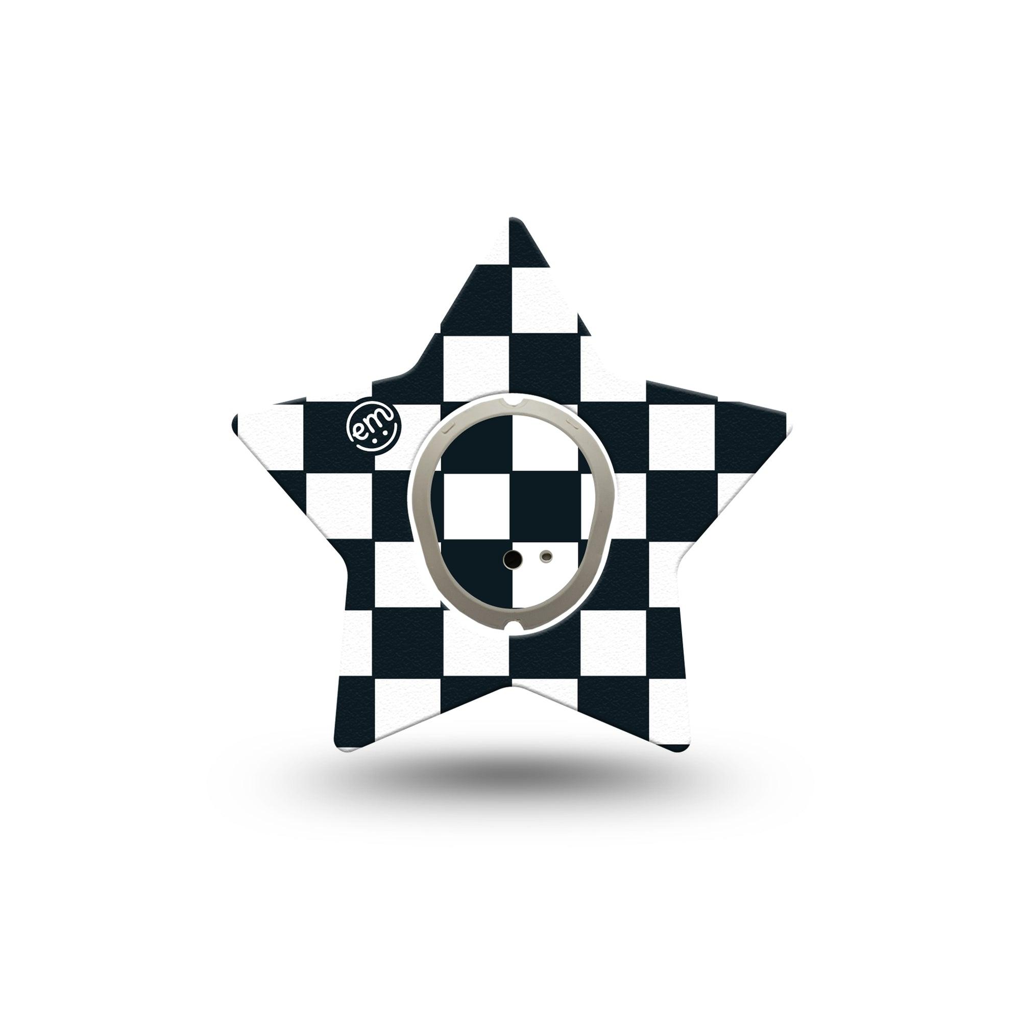 ExpressionMed Checkered Dexcom G7 Star Shape Tape Single Tape and Single Sticker Vintage Checker, Adhesive Patch Continuous Glucose Monitor Design