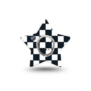 ExpressionMed Checkered Dexcom G7 Star Shape Tape Single Tape and Single Sticker Vintage Checker, Adhesive Patch Continuous Glucose Monitor Design
