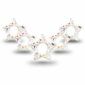 ExpressionMed Springy Stems Dexcom G7 Star Shape Tape, Dexcom Stelo Glucose Biosensor System, 5-Pack Tape Blooming Flowers, Adhesive Tape CGM Design