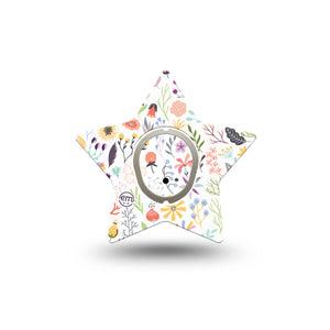 ExpressionMed Springy Stems Dexcom G7 Star Shape Tape, Dexcom Stelo Glucose Biosensor Systems, Single Tape and Single Sticker Spring Florals, Adhesive Tape CGM Design