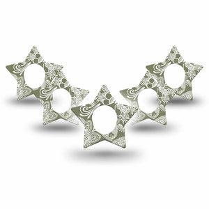 ExpressionMed Olive Henna Dexcom G7 Star Shape Tape, Dexcom Stelo Glucose Biosensor System, 5-Pack Tape Rich Undertone, Adhesive Tape CGM Design