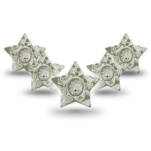 ExpressionMed Olive Henna Dexcom G7 Star Shape Tape, Dexcom Stelo Glucose Biosensor System, 5-Pack Tape and 5-Pack Sticker Olive Henna, Adhesive Tape CGM Design