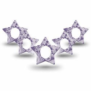 ExpressionMed Purple Henna Dexcom G7 Star Shape Tape, Dexcom Stelo Glucose Biosensor System, 5-Pack Tape Floral Henna, Adhesive Tape CGM Design