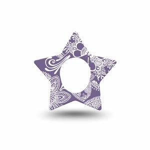 ExpressionMed Purple Henna Dexcom G7 Star Shape Tape, Dexcom Stelo Glucose Biosensor System, Single Tape Henna Tattoo, Adhesive Tape CGM Design