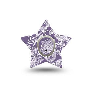 ExpressionMed Purple Henna Dexcom G7 Star Shape Tape, Dexcom Stelo Glucose Biosensor System, Single Tape and Single Sticker Elegant Henna, Adhesive Tape CGM Design