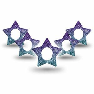 ExpressionMed Glittering Ombre Dexcom G7 Star Shape Tape, Dexcom Stelo Glucose Biosensor System, 5-Pack Tape Glitter Fade Plaster CGM Design