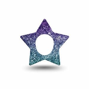 ExpressionMed Glittering Ombre Dexcom G7 Star Shape Tape, Dexcom Stelo Glucose Biosensor System, Single Tape Sparkling Ombre Plaster CGM Design