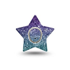 ExpressionMed Glittering Ombre Dexcom G7 Star Shape Tape, Dexcom Stelo Glucose Biosensor System, Single Tape and Single Sticker Glitter Fade Plaster CGM Design