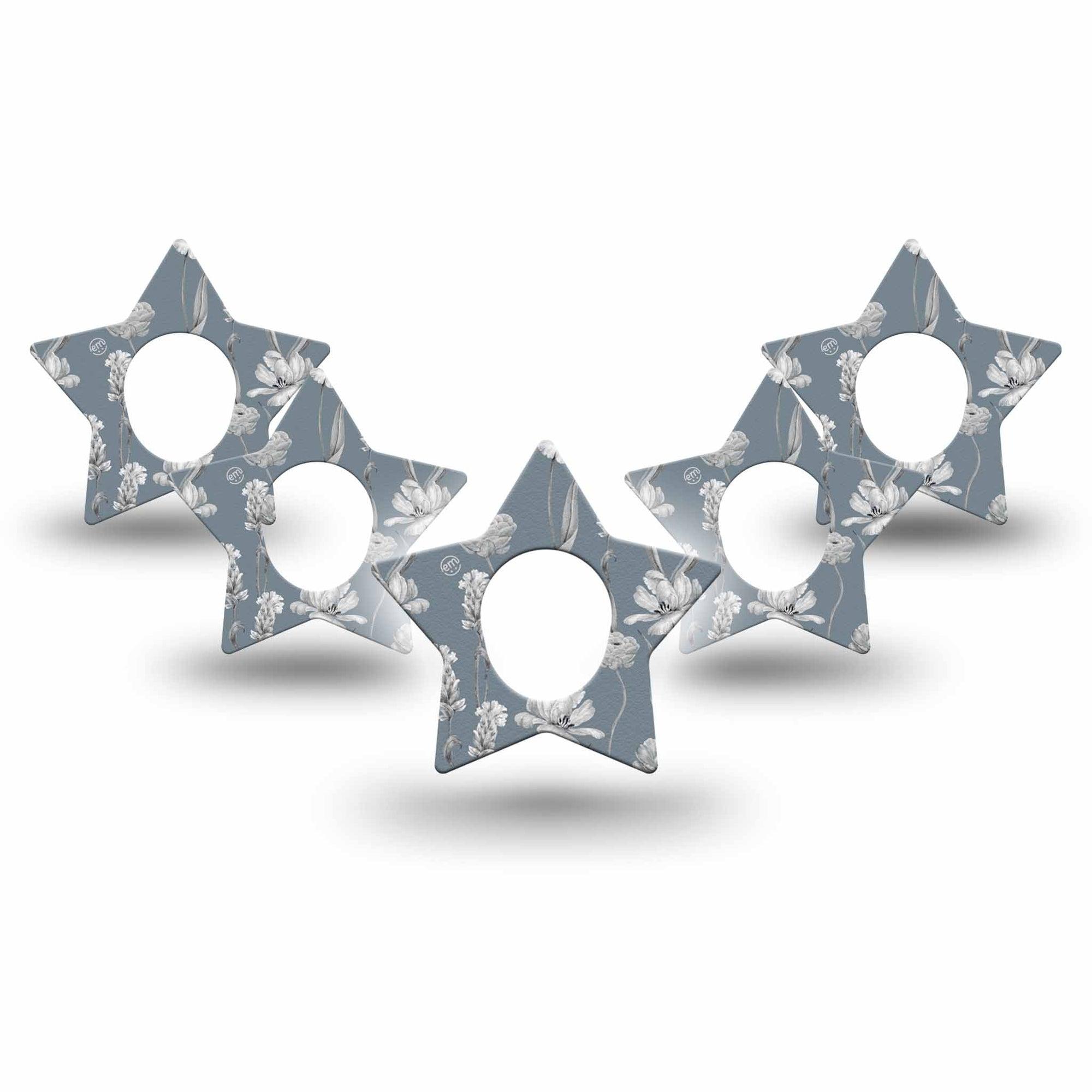 ExpressionMed Muted Petals Dexcom G7 Star Shape Tape, Dexcom Stelo Glucose Biosensor System, 5-Pack Tape Elegant Petals, Plaster CGM Design