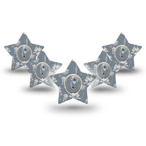 ExpressionMed Muted Petals Dexcom G7 Star Shape Tape, Dexcom Stelo Glucose Biosensor System, 5-Pack Tape and 5-Pack Sticker Gentle Flowers, Adhesive Tape CGM Design