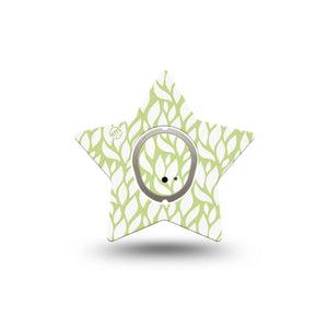 ExpressionMed Sage Greens Dexcom G7 Star Shape Tape, Dexcom Stelo Glucose Biosensor System,  Single Tape and Single Sticker Sage Foliage, Overlay Patch CGM Design