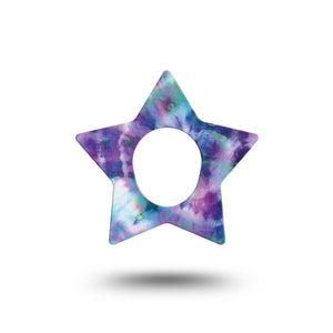 ExpressionMed Purple Tie Dye Star Dexcom G7 Tape, Single, Azue Tie Dye Inspired, CGM Adhesive Patch Design, Dexcom Stelo Glucose Biosensor System