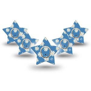 ExpressionMed Painted Daisies Dexcom G7 Star Shape Tape, Dexcom Stelo Glucose Biosensor System, 5-Pack Tape and 5-Pack Sticker, Painted Daisies Themed, Plaster CGM Design