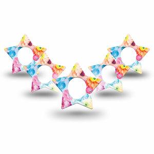 ExpressionMed Watercolor Poppies Dexcom G7 Star Shape 5-Pack Poppy Sketches Overlay Tape CGM Design, Dexcom Stelo Glucose Biosensor System