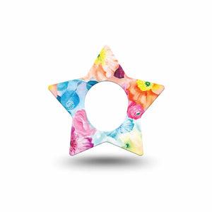ExpressionMed Watercolor Poppies Dexcom G7 Star Shape Single Petal Palette Overlay Tape CGM Design, Dexcom Stelo Glucose Biosensor System