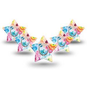 ExpressionMed Watercolor Poppies Dexcom G7 Star Shape Tape, Dexcom Stelo Glucose Biosensor System,  5-Pack Tape + 5-Pack Sticker Poppies Alive, Overlay Patch CGM Design