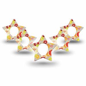 ExpressionMed Citrus Slices Star Dexcom G7 Tape, 5-Pack, Sharp-Tasting Fruits Themed, CGM Plaster Patch Design, Dexcom Stelo Glucose Biosensor System