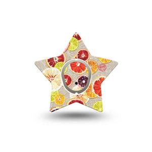 ExpressionMed Citrus Slices Star Dexcom G7 Tape, Single Tape and Sticker, Dried Unsweetened Fruits Themed, CGM Overlay Patch Design, Dexcom Stelo Glucose Biosensor System