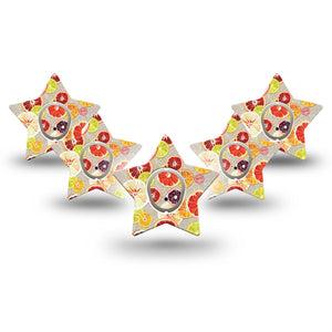 ExpressionMed Citrus Slices Star Dexcom G7 Tape, 5-Pack Tape and 5-Pack Sticker, Sharp-Tasting Fruits Themed, CGM Plaster Patch Design, Dexcom Stelo Glucose Biosensor System