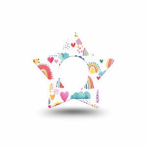 ExpressionMed Rainbows Of Hope Star Dexcom G7 Tape, Single, Rainbow Scribbles Themed, CGM Plaster Patch Design, Dexcom Stelo Glucose Biosensor System