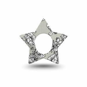 ExpressionMed Black Lace Dexcom G7 Star Shape Tape, Dexcom Stelo Glucose Biosensor System,  Single Tape Timeless Elegance, Overlay Patch CGM Design