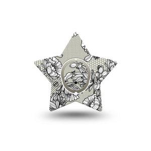 ExpressionMed Black Lace Dexcom G7 Star Shape Tape, Dexcom Stelo Glucose Biosensor System,  Single Tape and Single Sticker Black Details, Overlay Patch CGM Design