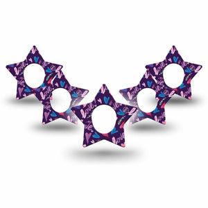 ExpressionMed Watercolor Love Star Dexcom G7 Tape, 5-Pack, Love Scribbles Inspired, CGM Overlay Patch Design, Dexcom Stelo Glucose Biosensor System