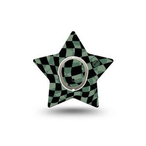 ExpressionMed Green & Black Checkerboard Dexcom G7 Star Shape Tape, Dexcom Stelo Glucose Biosensor System,  Single Tape and Single Sticker Vibrant Checkerboard Print, Overlay Patch CGM Design