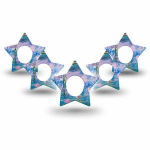 ExpressionMed Monet Water Lilies Dexcom G7 Star Shape Tape, Dexcom Stelo Glucose Biosensor System, 5-Pack Tape Serene Water, Adhesive Tape CGM Design