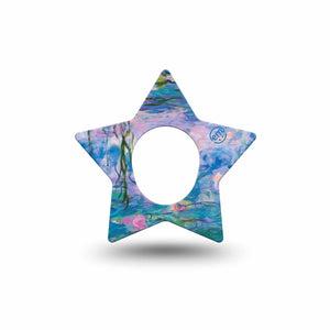ExpressionMed Monet Water Lilies Dexcom G7 Star Shape Tape, Dexcom Stelo Glucose Biosensor System, Single Tape Lilies Artwork, Adhesive Tape CGM Design