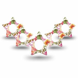 ExpressionMed Spring Bouquet Dexcom G7 Star Shape Tape, Dexcom Stelo Glucose Biosensor System,  5-Pack Fresh Flowers Overlay Patch CGM Design