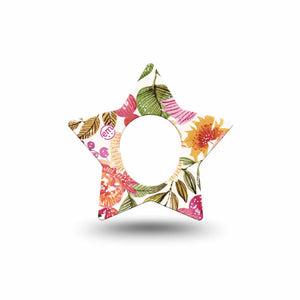 ExpressionMed Spring Bouquet Dexcom G7 Star Shape Tape, Dexcom Stelo Glucose Biosensor System,  Single Tape Blooming Bouquet Overlay Patch CGM Design