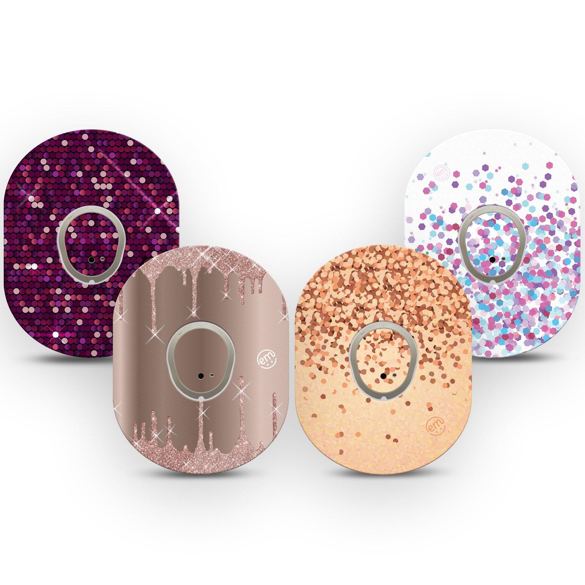 ExpressionMed Glitter Bomb Variety Pack Dexcom G7 Tape and Sticker, 8-Pack, Dazzling Shimmer, CGM Tape and Sticker Pairing
