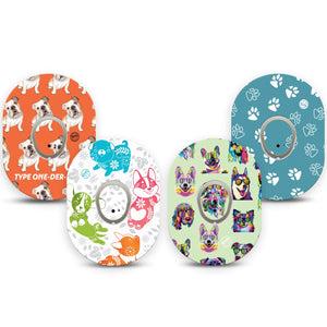 ExpressionMed Crazy Canine Variety Pack Dexcom G7 Tape and Sticker, 8-Pack Variety, Adorable Dogs, CGM Adhesive Patch Design