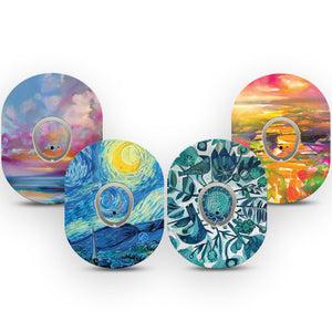 ExpressionMed Art Gallery Dexcom G7 Variety Pack Tape and Sticker, 8-Pack, Heavenly Horizon, CGM Tape and Sticker Design