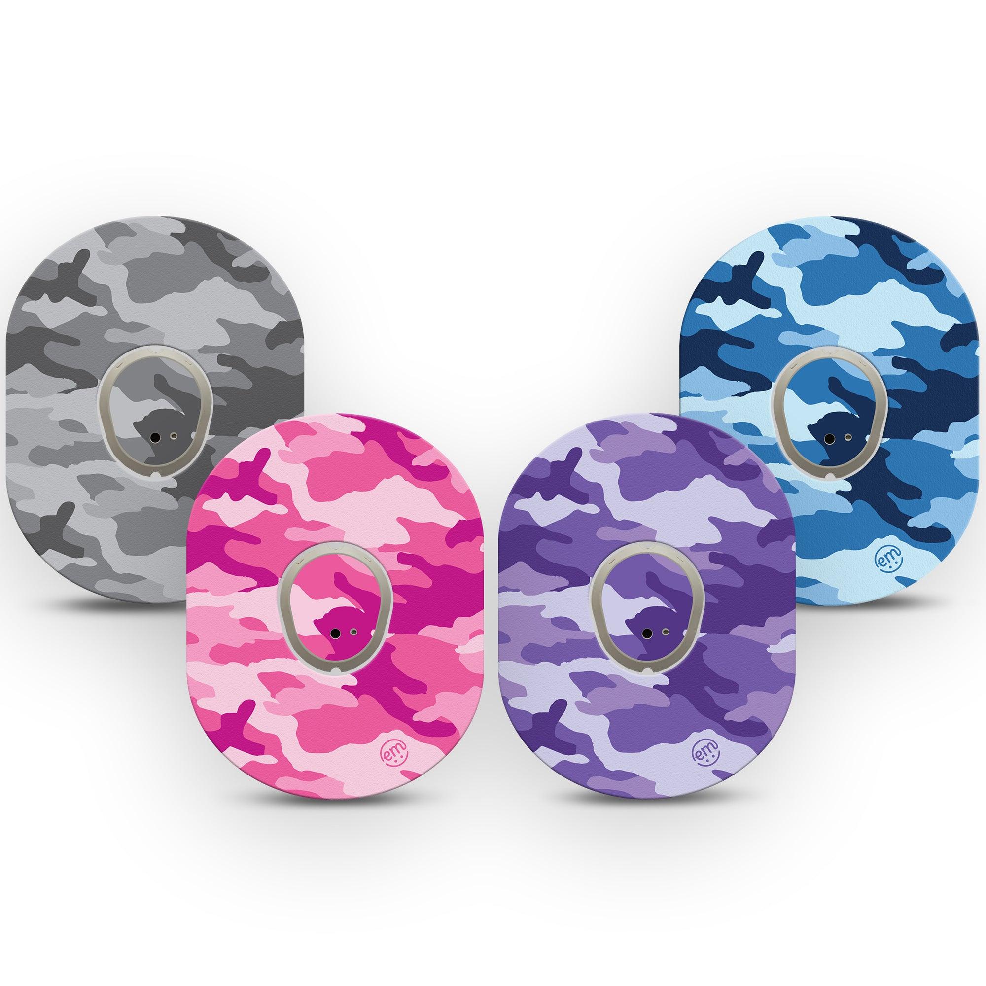 ExpressionMedCool Camo Variety Pack Dexcom G7 Tape and Sticker, 8-Pack Variety, Colorful Camo, CGM Overlay Tape Design 