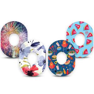 Summertime Dexcom G7 Tape, 4-Pack, Summer Picnic Inspired, CGM Plaster Patch Design