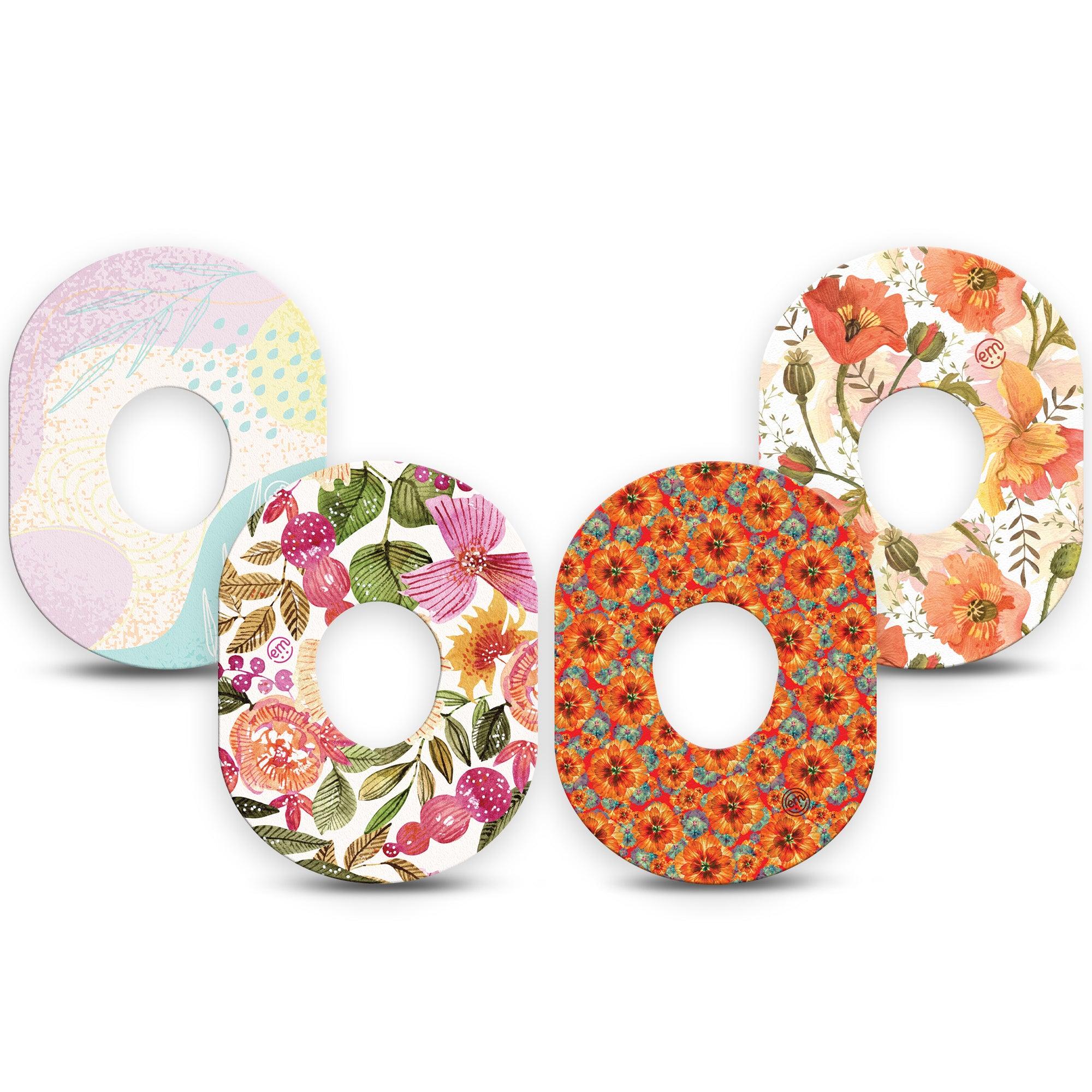 ExpressionMed Sunkissed Tropics Variety Pack Dexcom G6 Tape, 4-Pack, Elegant Blossom Themed, CGM Plaster Patch Design