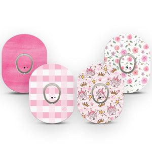 ExpressionMed Pretty Princess Variety Pack Dexcom G7 Transmitter Sticker pink princess, tape and sticker pairing
